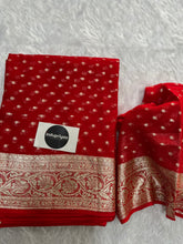 Red Pure Viscose Gerogette Silk Saree